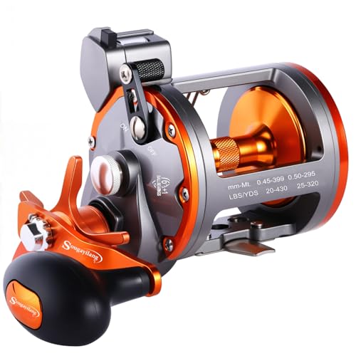 Sougayilang Line Counter Trolling Reel Conventional Level Wind Fishing Reel - color: Thunder LS II 3000 Left Handed