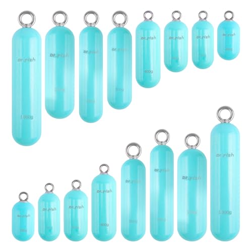 Dr.Fish Lead Free Fishing Weights, 200g-1000g Heavy Sinkers Eco-Friendly Cylindrical Deep Drop Weights Steel Sinkers for Saltwater Grouper, Drum, Pompano Bottom Fishing - size: 600g/21oz-2pcs