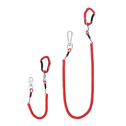 HERCULES M4 Fishing Lanyard, Fishing Pole Tether, Kayak Paddle Leash, Heavy Duty Retractable Coiled Lanyard for Fishing, Rods, Pliers, Boating, Paddles, Kayak - color: Pack of 2 Red (17.7" Plus, 5.9")