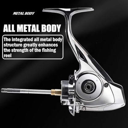 Heavy Duty Spinning Reel Metal Body with CNC Machined Spool 55LB Max Drag 6/8+1 Bearings Ultra Smooth 4.6/4.8:1 High Speed Gear Ratio Saltwater Freshwater Fishing Reel for 8000 to 14000 Series - color: BP11000