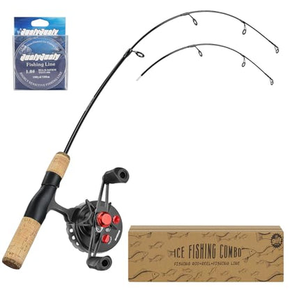 QualyQualy Ice Fishing Rod and Reel Combo 24 inch M/ML Inline Ice Fishing Combos 2 Different Tips for Walleye Perch Panfish and Trout - color: 28'' M/ML-Right