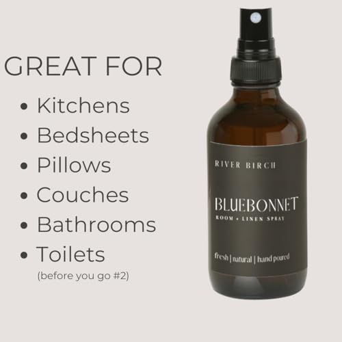River Birch Bluebonnet Scented Linen and Room Spray | Home Fragrance | 4 oz Glass Amber Bottle | Luxury Signature Scent | Handmade in Texas - color: Bluebonnet