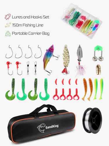 Fishing Pole Kit, Carbon Fiber Telescopic Fishing Rod and Reel Combo with Spinning Reel, Line, Bionic Bait, Hooks and Carrier Bag for Adult Teens Beginners - size: 1Pack 5.91ft