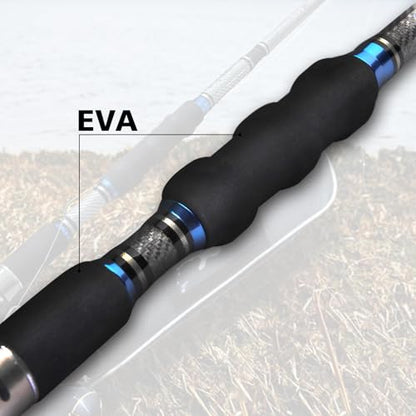 Fiblink 3-Piece Spinning Rod Heavy Spinning Fishing Rod Portable Fishing Rod Graphite Spin Rod (30-50 Pound Test) - size: 7'