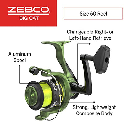Zebco Big Cat Spinning Reel and Fishing Rod Combo - style: 7'0" Medium-heavy Rod, Size 60 Reel