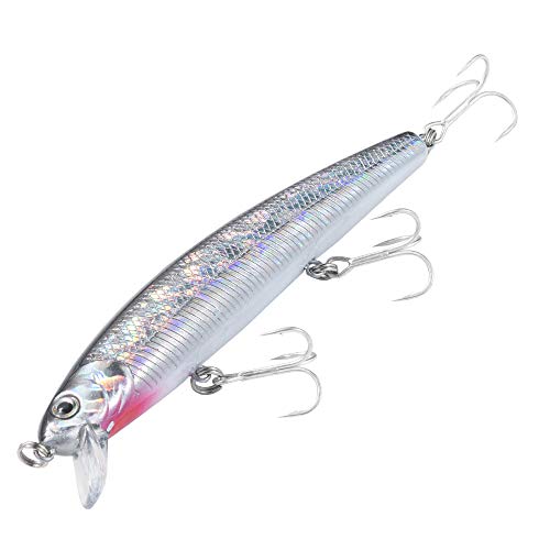 Calissa Offshore Tackle 110mm and 140mm California Inshore Fishing - Special Jerkbait Crankbait Surf Flash Fishing Salt Pro Lure Minnow Zebra MS Metallic Sardine Glow - size: 110mm, style: Anchovy