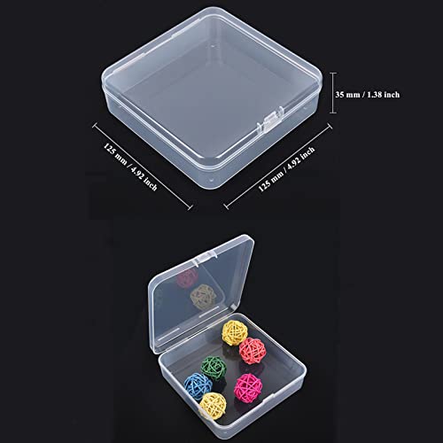 Goodma 4 Pieces Square Empty Mini Clear Plastic Organizer Storage Box | 4.92 x 4.92 x 1.38 inch, Hinged Lids, For Small Items, For Craft Projects - size: 4.92 x 4.92 x 1.38 inch