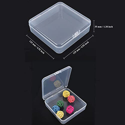 Goodma 4 Pieces Square Empty Mini Clear Plastic Organizer Storage Box | 4.92 x 4.92 x 1.38 inch, Hinged Lids, For Small Items, For Craft Projects - size: 4.92 x 4.92 x 1.38 inch