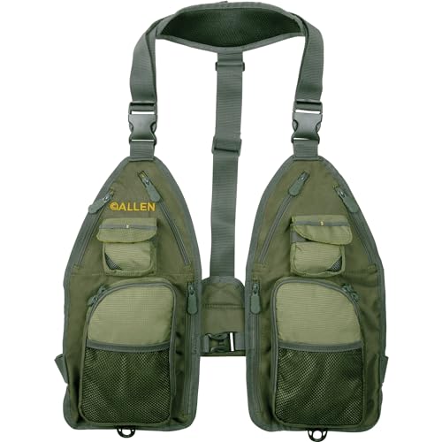 Allen Company Ultra-Light Gallatin Strap Pack Fishing Vest, Fits up to 4 Tackle/Fly Boxes, 14 Accessory Pockets - color: Gray