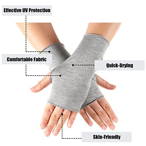 Geyoga 8 Pairs Sun Protection UV Gloves for Women Fingerless Hand UV Protection Glove for Gel Manicures Summer Driving Biking - color: Black, White, Gray