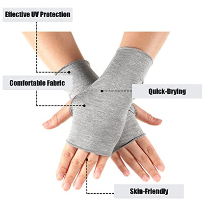 Geyoga 8 Pairs Sun Protection UV Gloves for Women Fingerless Hand UV Protection Glove for Gel Manicures Summer Driving Biking - color: Black, White, Gray