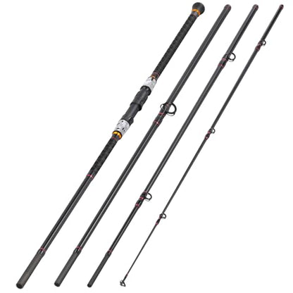Sougayilang Surf Fishing Rod Portable Travel MH/H Surf Spinning Rod 4 Piece Carbon Fiber Saltwater Fishing Rod 10'/11'/12'/15' - color: gray, size: 11ft-Spinning-4Pc-MH