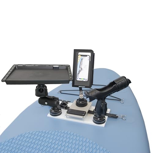 SUP Angler Lite Universal Paddle Board Mount with Paddle Board Fishing Rod Holders, Phone Holders, Cup Holders; Paddle Board Accessories - style: Elite: 1 Rod Holder / 1 Bait Board / 1 Waterproof Phone Case