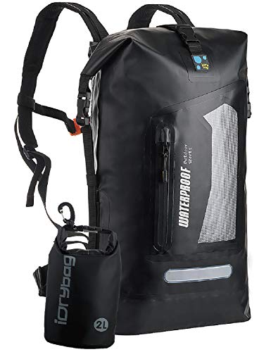 IDRYBAG Waterproof Backpack for Men 20L/30L/40L, Floating Dry Bag Kayak, Dry Backpack Hiking - color: Black, size: 30L