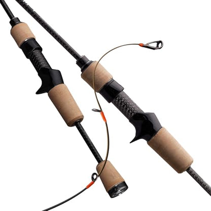 PURELURE Titanium-T Ultralight Fishing Rod Spinning & Casting for Trout Panfish, Carbon Fiber BFS Rod 2Pcs, Titanium Tip & Guides, Cork Handle, 5-6ft Stream Rod XUL Power, Fast/Moderate Fast Action - size: Cast: 532xulc- Extra Ultralight- Fast
