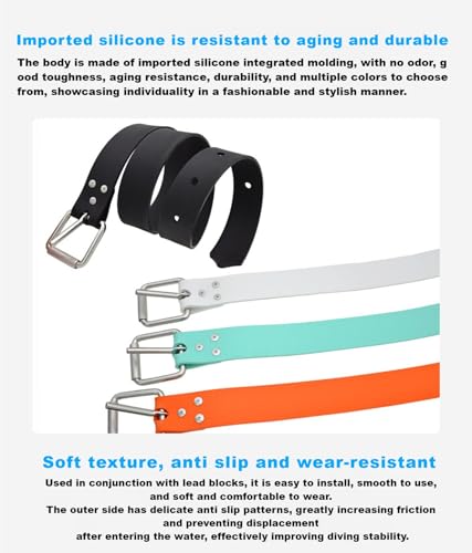 Diving Weight Belt with Quick Release Stainless Steel Buckle Rubber Weight Belts for Free Diving, Spear Fishing Diving Belt 53 inches(1.35m) - color: black