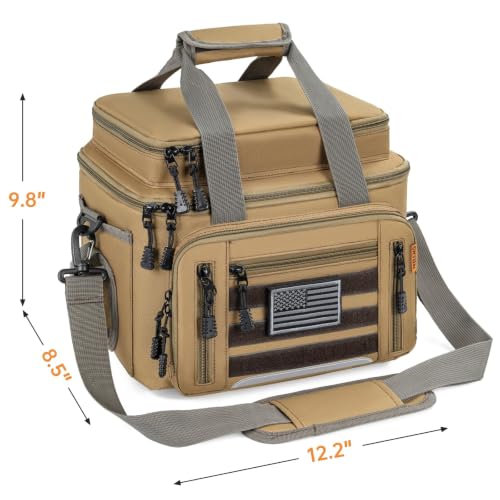 Fishing Tackle Bag - Holds 3400-3600 Size Tackle Boxes -Saltwater & Freshwater Fishing Bags - Padded Shoulder Strap Fishing Bags (Kahki) (Bag Only) - color: Kahki