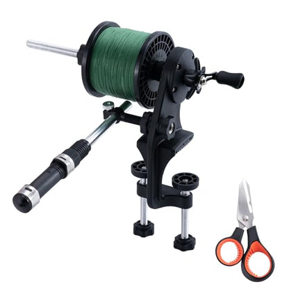 Goture Fishing Line Spooler for Fishing Reel, Fits Spools up to 5.9 in Fishing Spooler, Available in Two Lengths Fishing Reel Line Spooler, Adjustable Friction Machine Spooling Station System - color: Fishing Line Spooler with Scissors