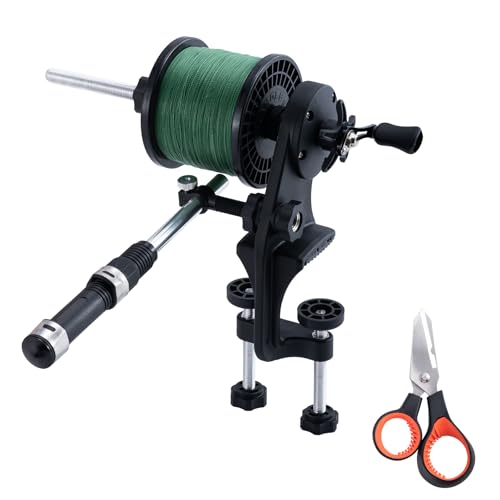 Goture Fishing Line Spooler for Fishing Reel, Fits Spools up to 5.9 in Fishing Spooler, Available in Two Lengths Fishing Reel Line Spooler, Adjustable Friction Machine Spooling Station System - color: Fishing Line Spooler with Scissors