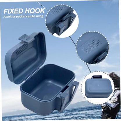 Worm Box, Plastic Fishing Live Bait Box, Breathable Holes Bait Bucket with Leakproof Lid, Clip on Worm Container for Belt.