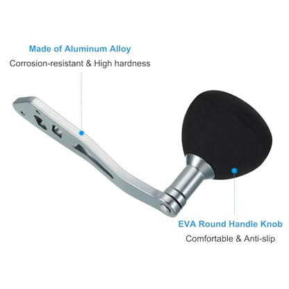 PATIKIL Baitcasting Power Handle Metal Fishing Reel Handle EVA Knob Grip Replacement Parts for Rocker Arm Accessories - color: Silver