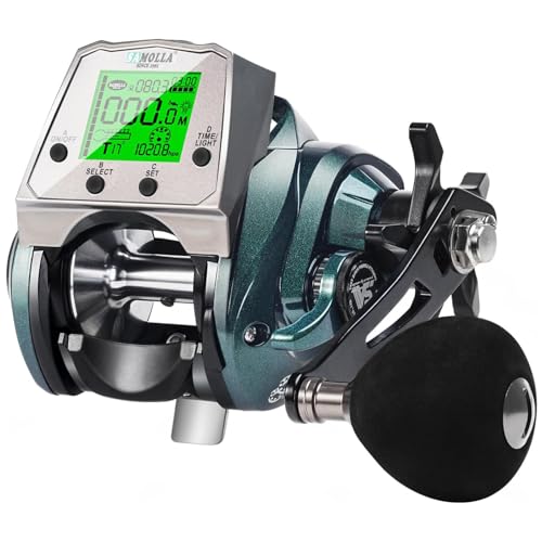 Digital Baitcasting Fishing Reel with LCD Display,8 oz Ultralight Electric Baitcaster Reel, 22-35 Lb Max Drag,6.3:1/7.2:1 Gear Ratio,Left/Right Handed,Compact Design for Freshwater & Saltwater - color: Greener-Right Hand, size: 35Lb-12 Smart