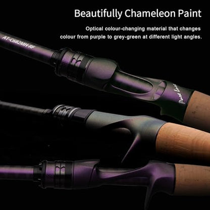 PURELURE ACUTEVIOLET Bass Fishing Rod Regular Fast Action - Jerkbait Rod 2 Piece, TORAY 36T Carbon Fiber Spinning & Baitcasting Rod, Titanium Frame Guide with Torzite Ring, Carbon Reel Seat - style: Cast: C682mh- Medium Heavy - Regular Fast-2pcs