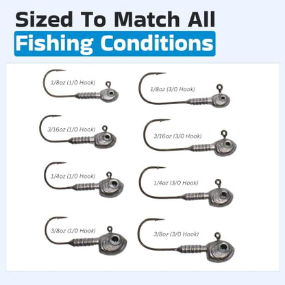 Harmony Fishing - Swimbait Jig Heads (4-Pack with 5 Bait Pegs) Tournament Grade Minnow Swimming Jig Heads - size: 1/4oz (1/0 Hook)