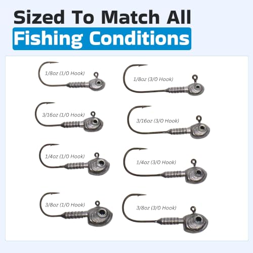 Harmony Fishing - Swimbait Jig Heads (4-Pack with 5 Bait Pegs) Tournament Grade Minnow Swimming Jig Heads - size: 1/8oz (1/0 Hook)