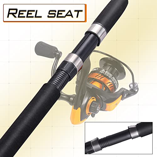 Sougayilang Catfish Fishing Rod and Reel Combo, 2-Piece Spinning Combo, Durable Graphite & Glass Blanks Fishing Pole for Crappie - color: Yellow-Fast-MH, size: 5.9ft and 2000 reel