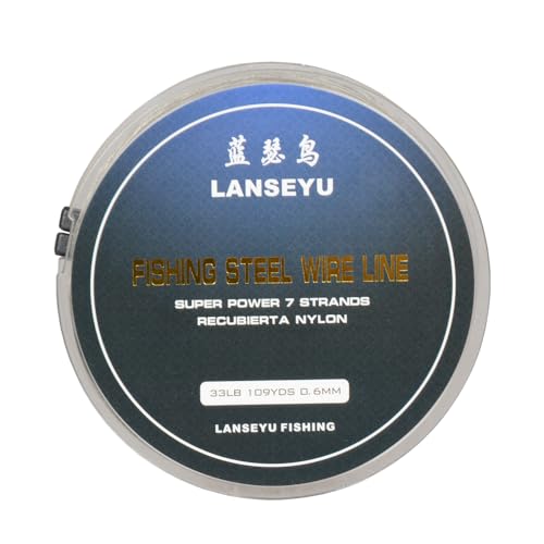 Fishing Lines 100 Metres 33 Pound 0.6mm Fishing Stee Wire Nylon Coated 1x7 Stainless Steel Leader Wire Super Soft Fishing Wire Lines