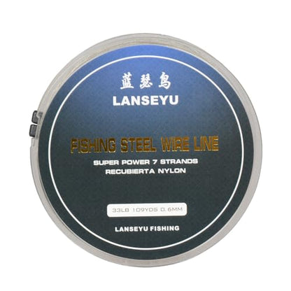 Fishing Lines 100 Metres 33 Pound 0.6mm Fishing Stee Wire Nylon Coated 1x7 Stainless Steel Leader Wire Super Soft Fishing Wire Lines