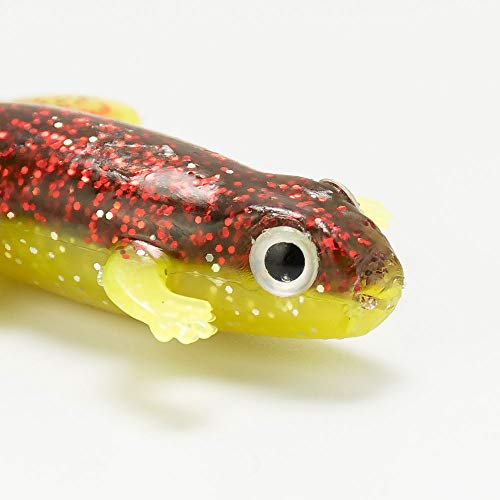 Dr.Fish 6 Pack Soft Plastic Frog Baits, 3.2 Inches Tadpole Swimbaits Frog Lures Bass Crappie Lures Creature Lizard Bait Shad Drop Shot Panfish Bluegill - color: Red Flash