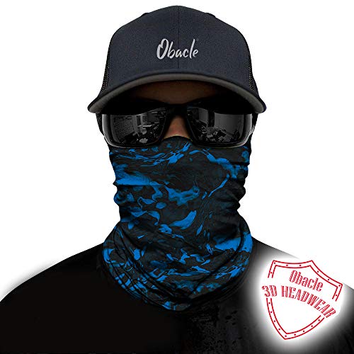 Obacle Seamless Face Mask Rave Bandana Men Women for Dust Sun Wind Protection - color: Pure Black Blue