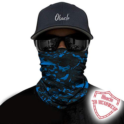 Obacle Seamless Face Mask Rave Bandana Men Women for Dust Sun Wind Protection - color: Pure Black Blue