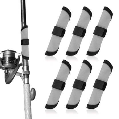 Gosknor 6pcs Lure Wrap, 5.9 Inch Fishing Lure Covers Bait Gloves Fish Hook Storage Protectors Pole Sleeve Guard to Keep Fishermen Fishing Safe for Fishing Rod (Gray)