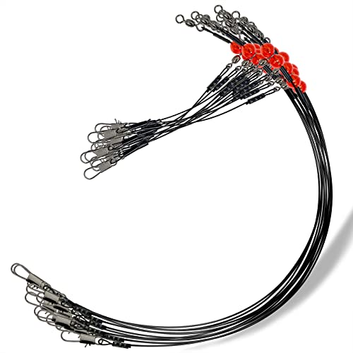 YOTO Fishing Leaders,Stainless Steel Tackle Rig with Tackle Lure Swivels Snaps, Saltwater rig Wire Leader Fishing Leader Wire Bottom rigs for Saltwater - color: Black Fishing Leaders, style: 1arm-12pcs