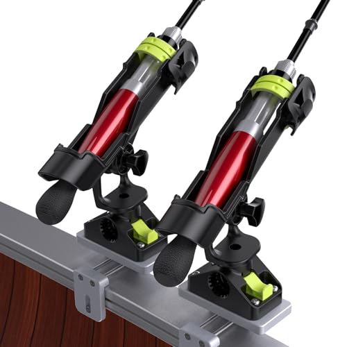 Combo Mount Fishing Rod Holders - 360 Degree Adjustable Boat Rod Rack - style: 2pack Rod Holder+rail Mount+track Mount