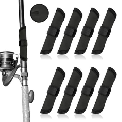 8 Pieces 5.9''/15 CM Fishing Hook Covers Shield, Fishing Lure Covers Protector, Lure Wraps Guard with Touch Fastener for Fisherman Rod Bait Pole Reel Storage Sleeve - color: Black
