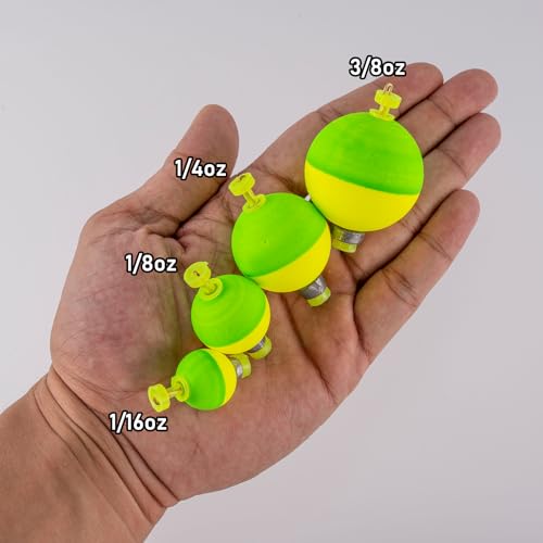 Dr.Fish 10 Pack Weighted Fishing Bobbers Snap-on Spring Floats EVA Foam Push Button Clip on Floats Fly Fishing Trout Bass Crappie Catfish - color: Red, size: Diam 0.75"(1/16oz)