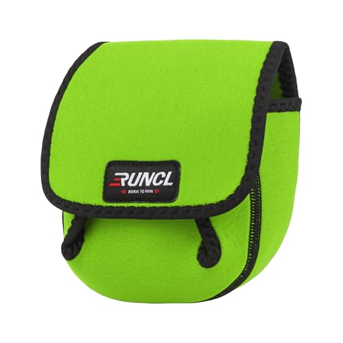 RUNCL Spinning Reel Bag – Protective Storage Pouch for Baitcasting Reels & Spinning Reels, Lightweight & Durable, Ideal for Freshwater & Saltwater Fishing Trips (Green & Black) - color: S-Green & Black