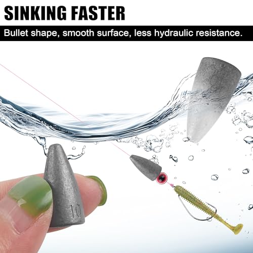 Carolina and Texas Rig Kit for Bass Fishing Worm Weights Bullet Sinkers Hooks Beads Rolling Swivels Fishing Accessories Tackle Box Kit 163pcs