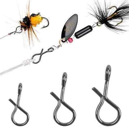 Quick Fly Fishing Snaps, 150pcs Stainless Steel No Knot Fast Snaps Quick Lure Change Clips for Flies Jigs Lures - size: 3 Sizes Mixed-150pcs