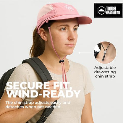 Tough Headwear Fishing Cap w/Face Mask & Neck Flap - Sun Protection Hat with UPF 50 -Landscaping Hats for Women and Men - color: Pink