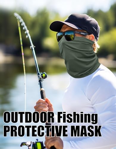 JHYWELL Cooling Neck Gaiter Face Mask, UV Protection Masks Gator, Windproof Bandana for Skiing, Fishing, Hiking, Cycling - color: Dark Grey