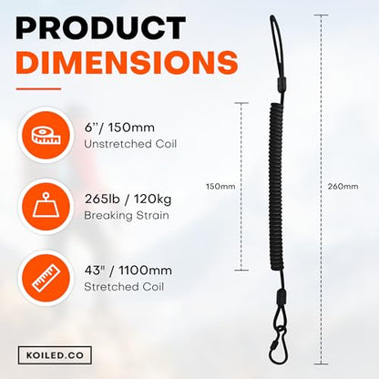 Retractable Kevlar Lanyard Keychain with Carabiner Clip — Military Grade, 265lb Breaking Strength — Heavy Duty Belt Tether for Keys, ID Badge, Tactical Gear, Security & EDC (Black)