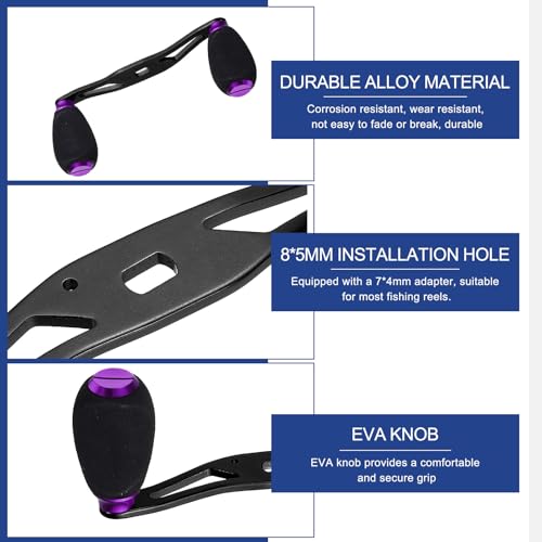 Fishing Reel Handle, Reel Handle Rocker Arm Grip with Knob Replacement Parts - color: Purple/Black