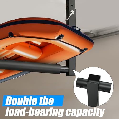 Stainless Steel Ceiling Storage Rack, 10"-18" Height Adjustable,Kayak Overhead Garage Storage Rack, Holds 100 lbs, for High-Altitude Storage of Kayaks, Surfboards, Canoes, Skis, and Ladders - style: Single