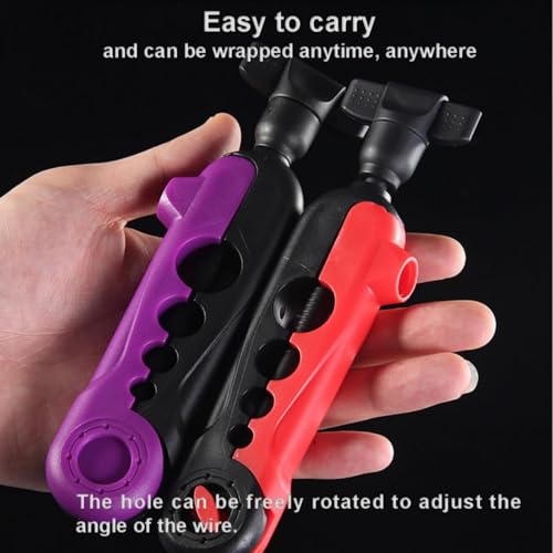 2pc Mini Fishing Line Winder Spooler Machine - Portable Handheld Line Winding Tool, Easy to Install & Use, ABS Durable Plastic with 4 Adaptor Holes for Rods - color: Black & Purple