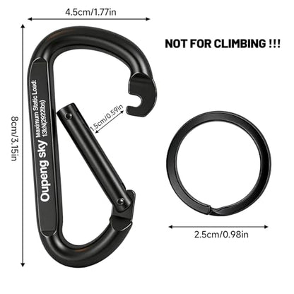 Carabiner Clip - Heavy Duty Carabiners 800lbs-13KN (2922 lbs) Carabeaner D Ring Shape,Key Chain Clip Hook,Keychain Clip,Multipurpose for Camping, Hiking,Backpacking or Other Outdoor Activities. - style: 24PCS 3 Inch(13KN/2922 lbs)